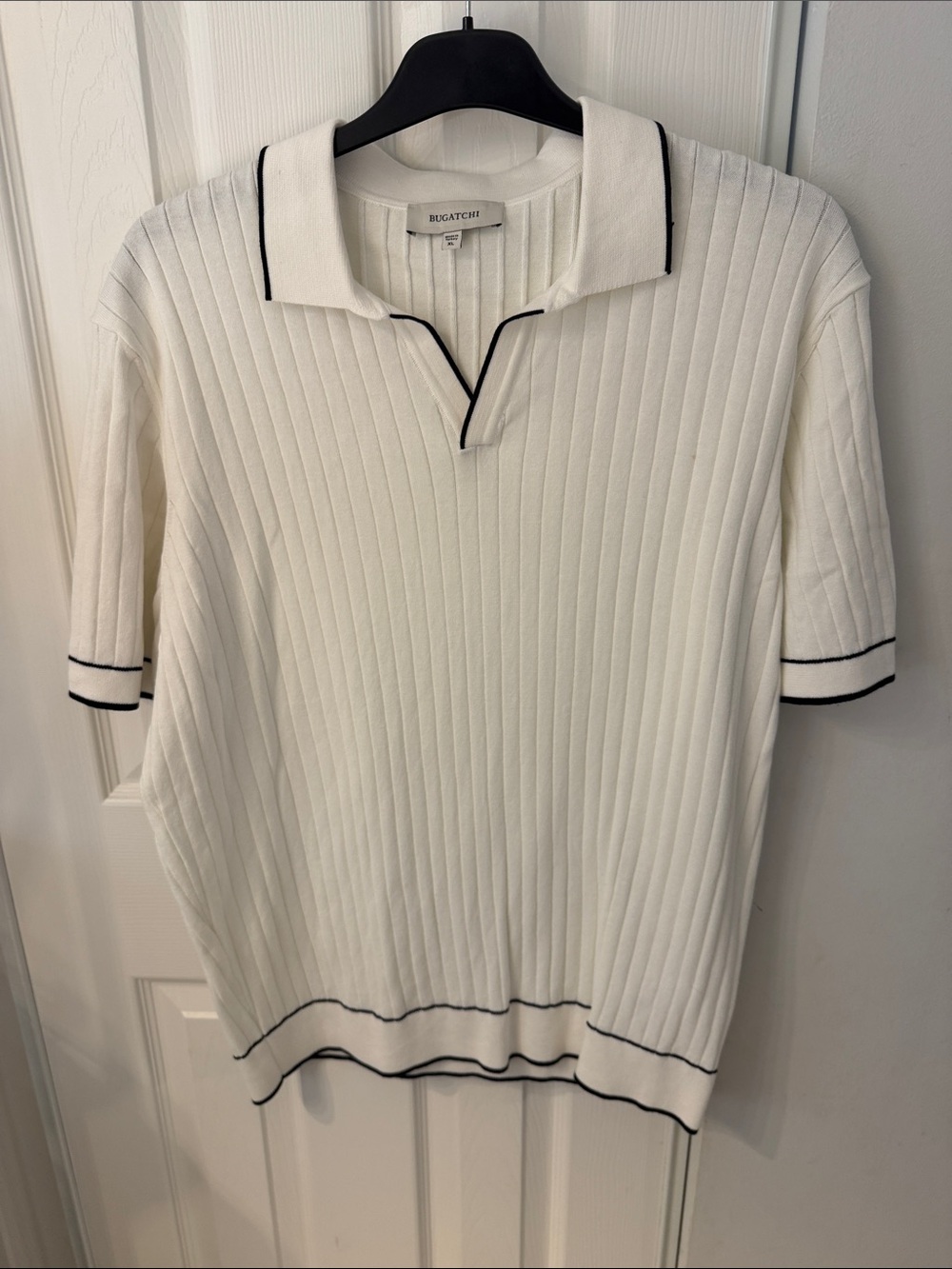 Bugatchi White Polo with Black Contrast Trim